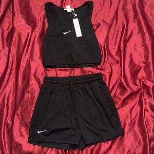 Ribbed Women's Black Crop Top and Shorts Bundle